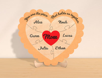 Personalized Mom Heart Sign SVG Bundle 6 Designs for xTool and LightBurn