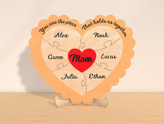 Personalized Mom Heart Sign SVG Bundle 6 Designs for xTool and LightBurn
