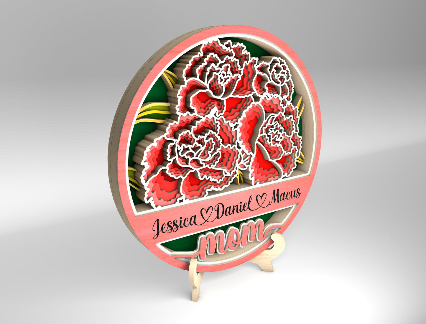 Personalized Mom Peony Floral Sign SVG Bundle for Glowforge