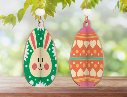 Easter Egg Ornament SVG Bundle Interlocking 3D Wooden for LightBurn and xTool