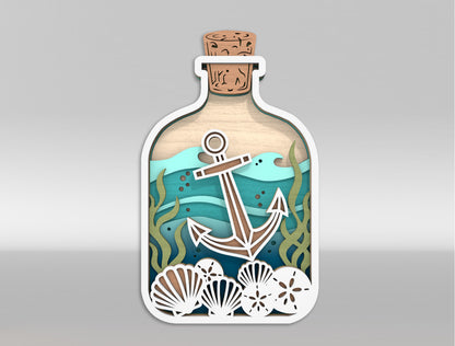 Ocean Bottle Multilayer SVG Bundle for Glowforge and xTool