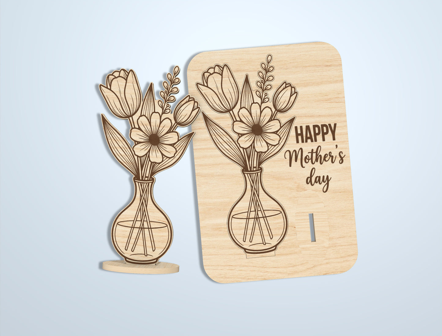 Floral Card Stand SVG Bundle Mother's Day Laser Cut File for Glowforge and xTool