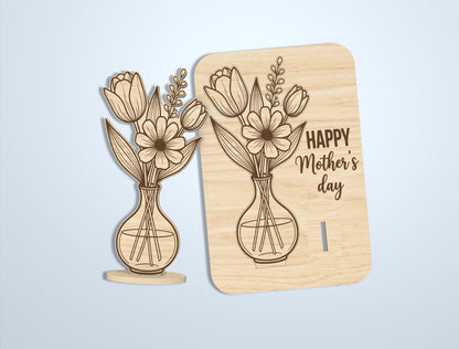 Floral Card Stand SVG Bundle Mother's Day Laser Cut File for Glowforge and xTool