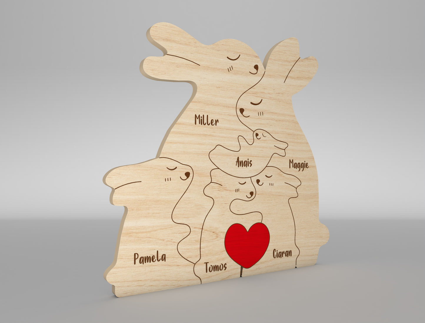 Bunny Family Puzzle Sign SVG for Glowforge and xTool