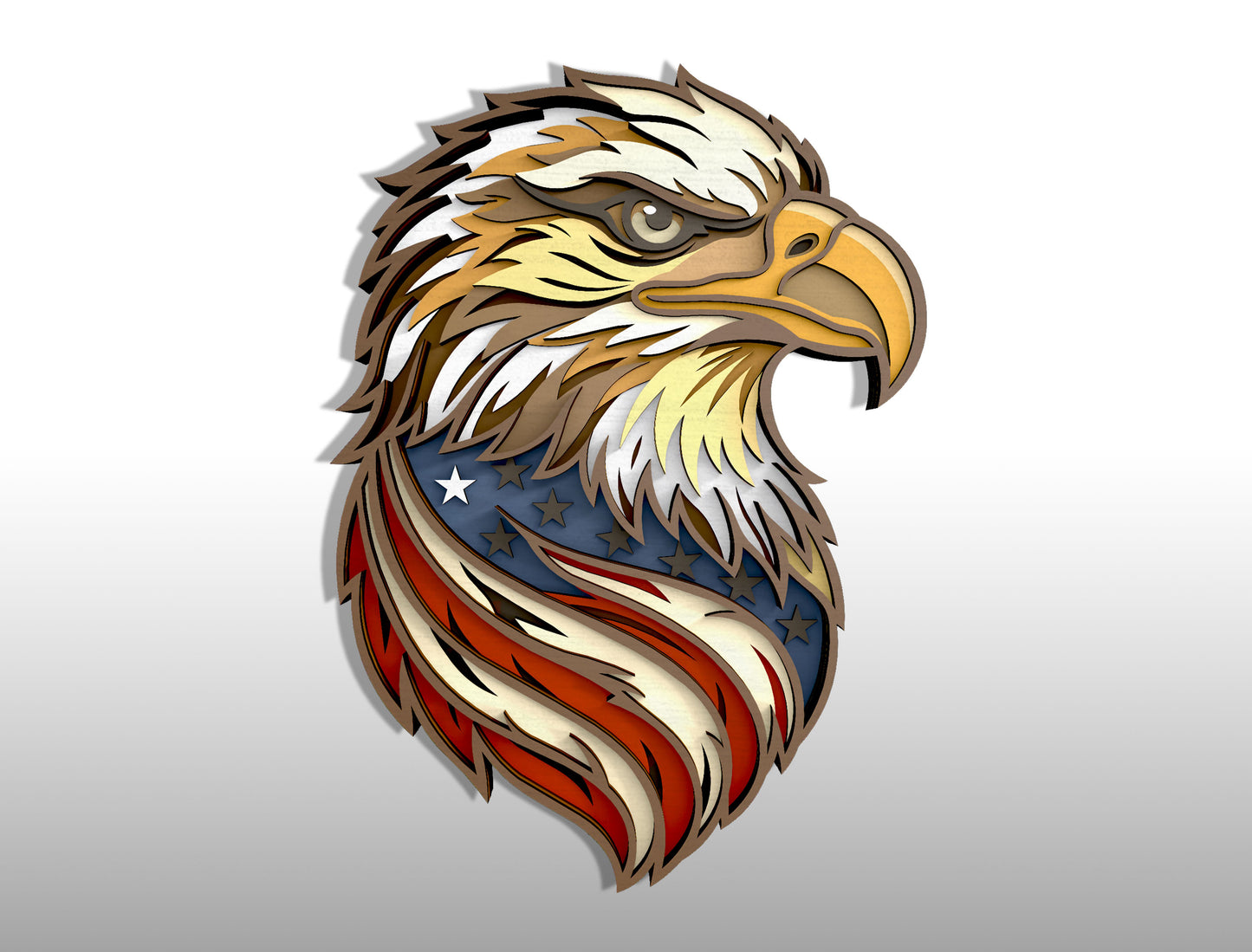 Patriotic Eagle Multilayer SVG Bundle for Glowforge and xTool