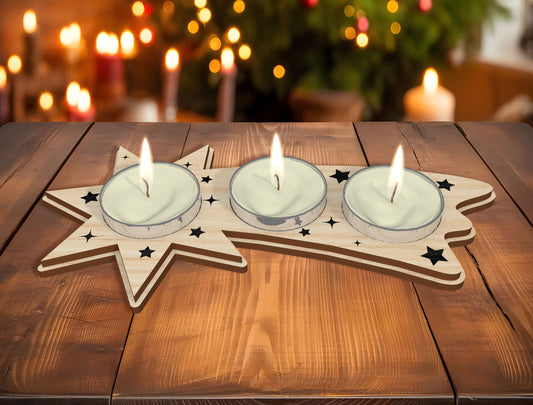 Christmas Tealight Candle Holder Laser Cut File | Ready to Cut | Glowforge, xTool, LightBurn, etc.