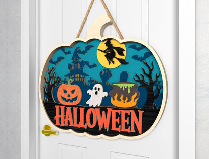 Pumpkin Halloween Door Sign SVG Laser Cut Files for xTool