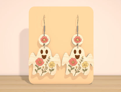 Ghost Sunflower Earrings SVG Bundle for Glowforge xTool LightBurn