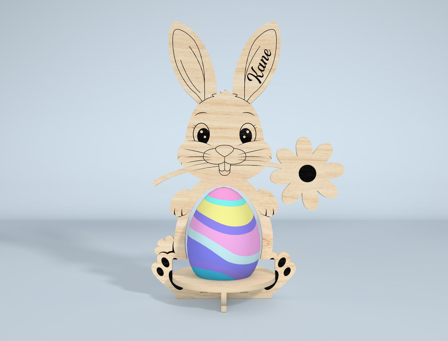 Personalized Bunny Egg Stand SVG Bundle 9 Designs for LightBurn and xTool