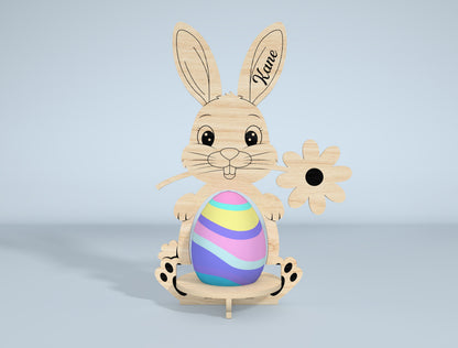 Personalized Bunny Egg Stand SVG Bundle 9 Designs for LightBurn and xTool
