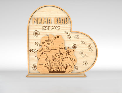 Custom Name Bear Family Sign SVG for LightBurn and Glowforge