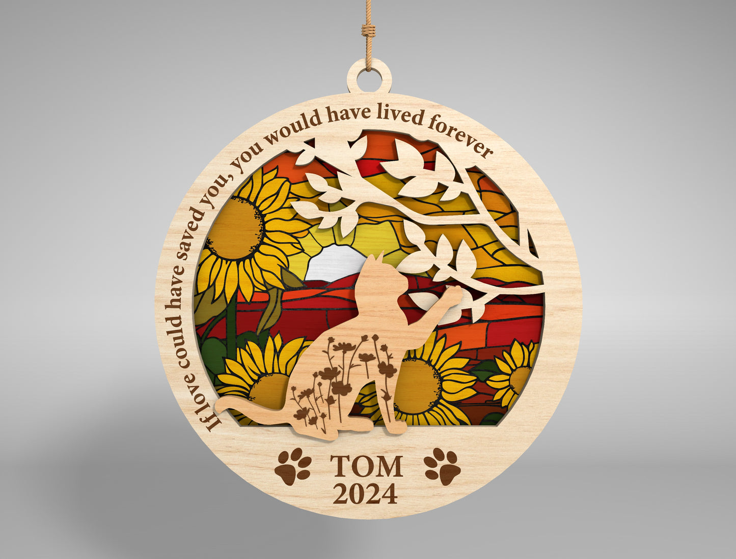 Personalized Cat Memorial Ornament SVG Laser Cut File for xTool and Glowforge