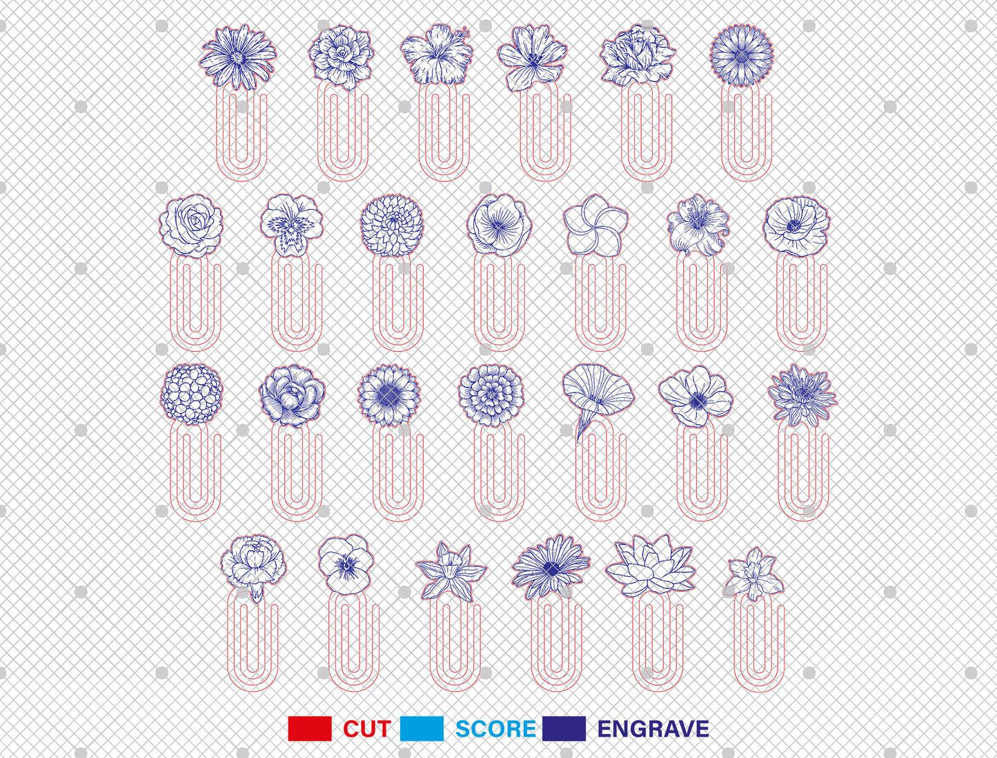 Floral Bookmark Paperclip SVG Bundle Laser Cut File for LightBurn and Glowforge