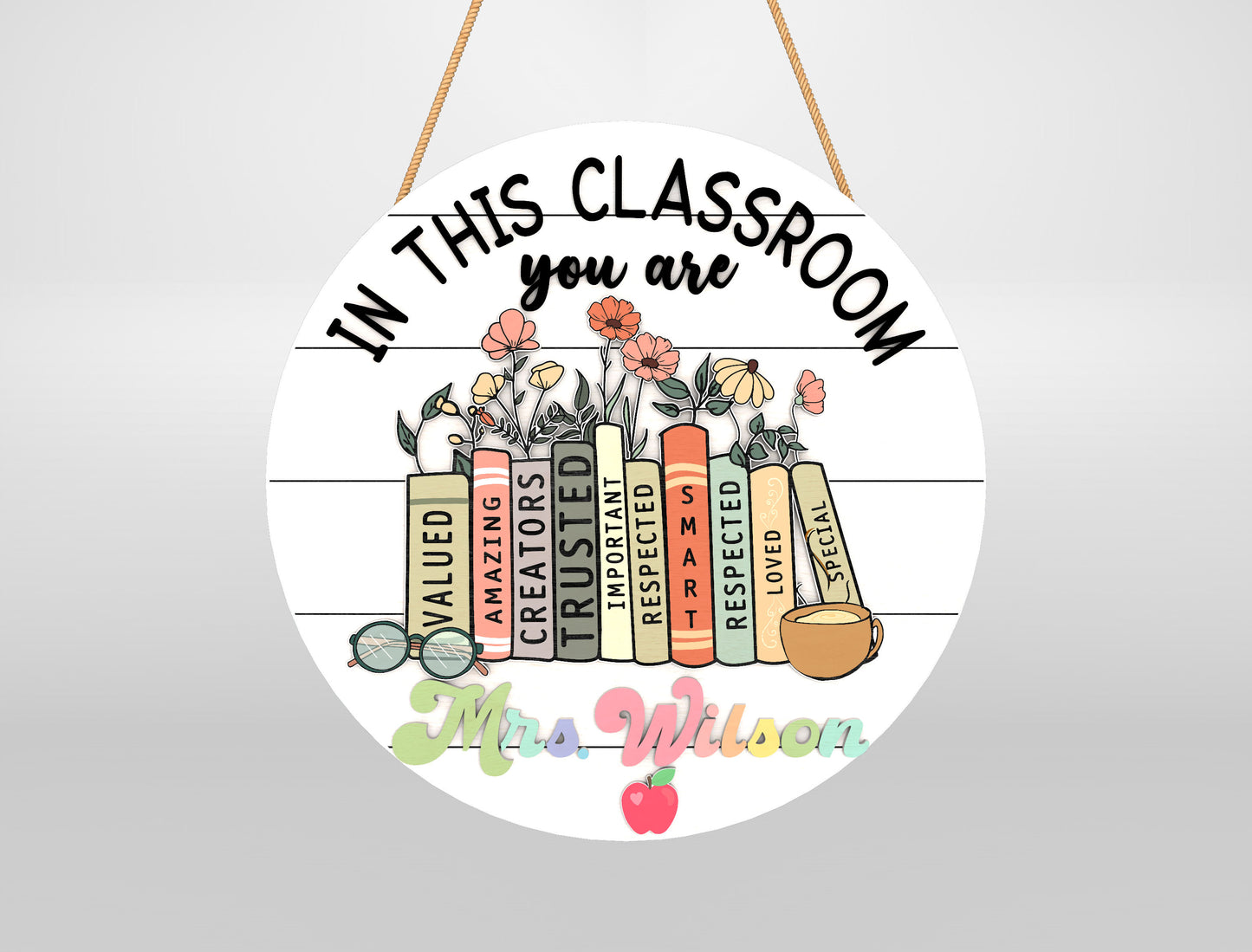 Personalized Book Classroom Door Sign Laser Cut File SVG for xTool and Glowforge