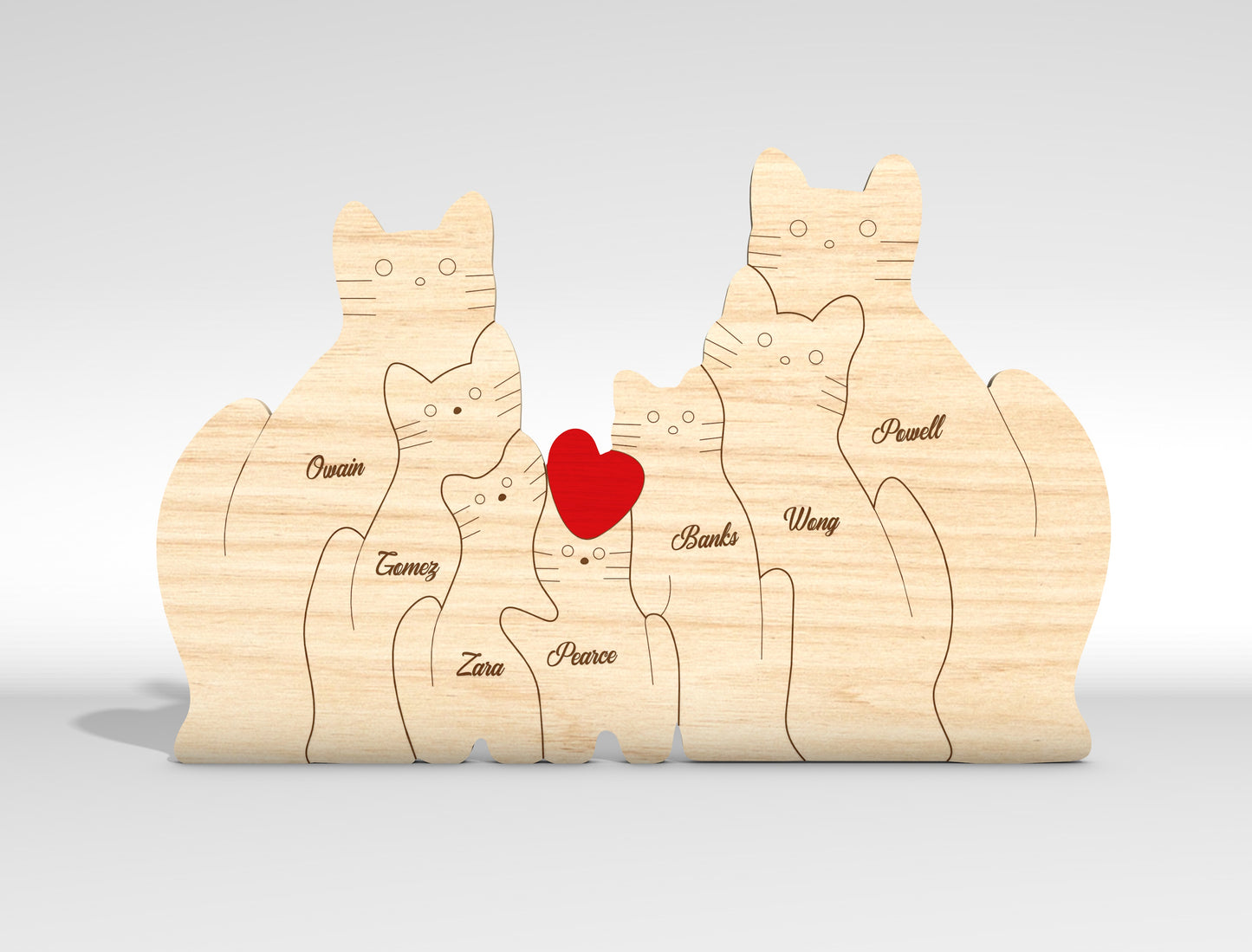 Personalized Couple Cat Puzzle Sign SVG for Glowforge and xTool