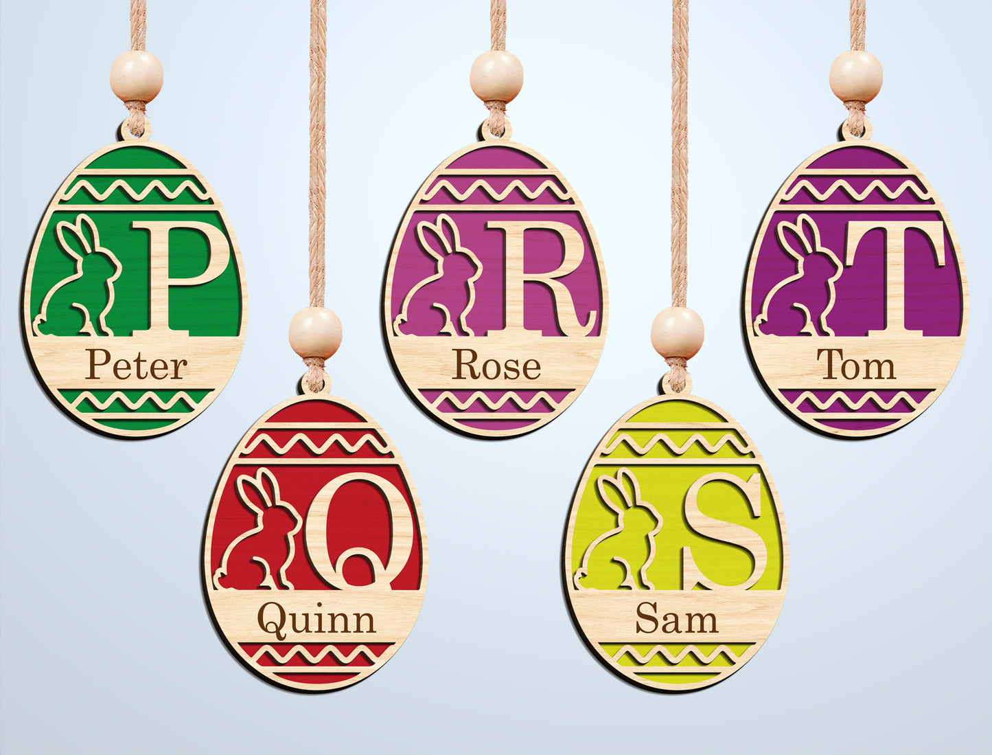 Easter Alphabet Ornament SVG Bunny Initial Monogram for Glowforge