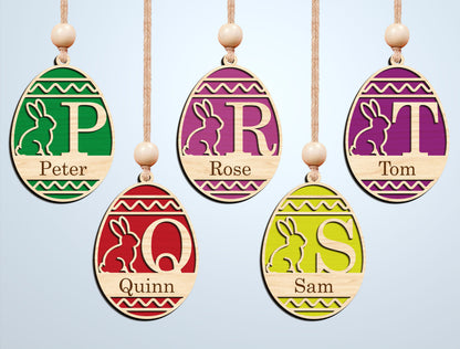 Easter Alphabet Ornament SVG Bunny Initial Monogram for Glowforge