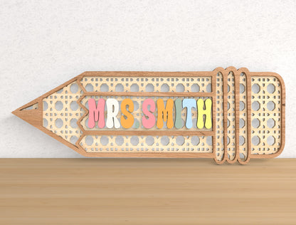 Personalized Apple Classroom Door Sign Laser Cut File for LightBurn and Glowforge
