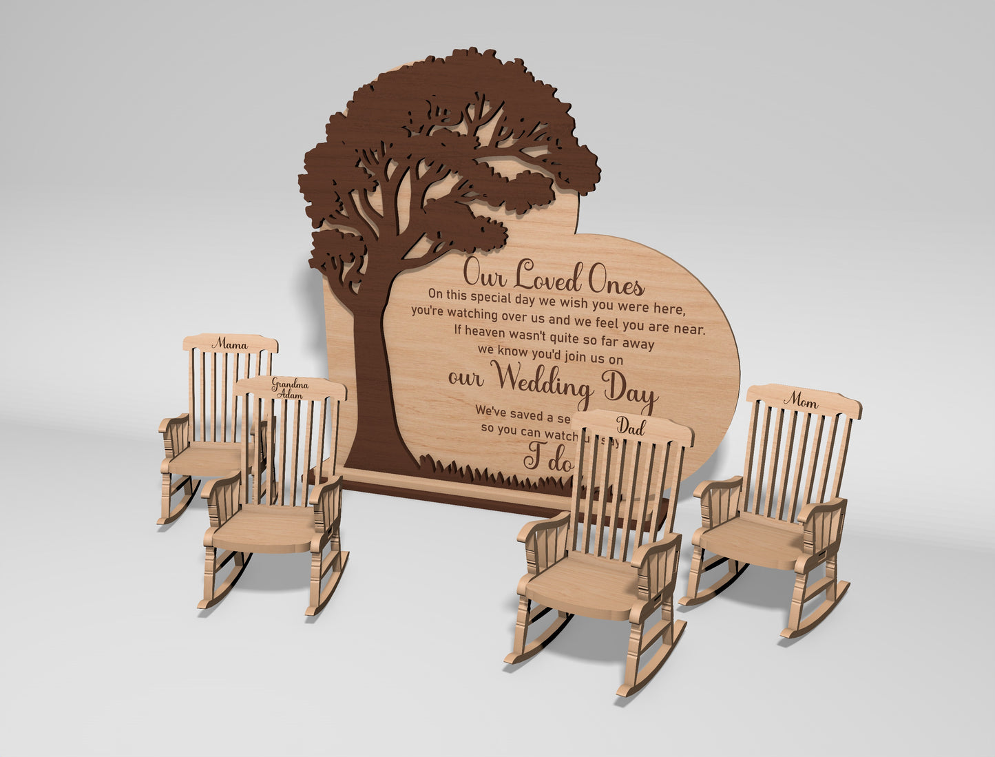 Wedding Memorial Display SVG Laser Cut File for Glowforge and xTool