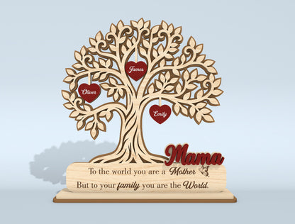 Personalized Family Tree Stand Sign SVG for Glowforge and xTool