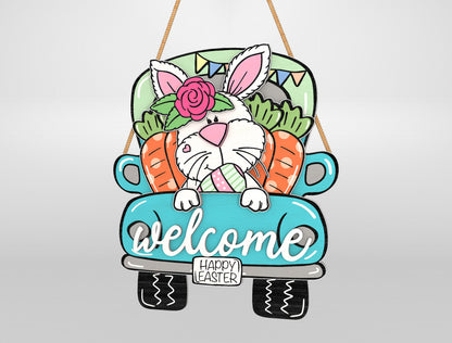 Easter Bunny Truck Door Hanger SVG Bundle Welcome Easter for LightBurn