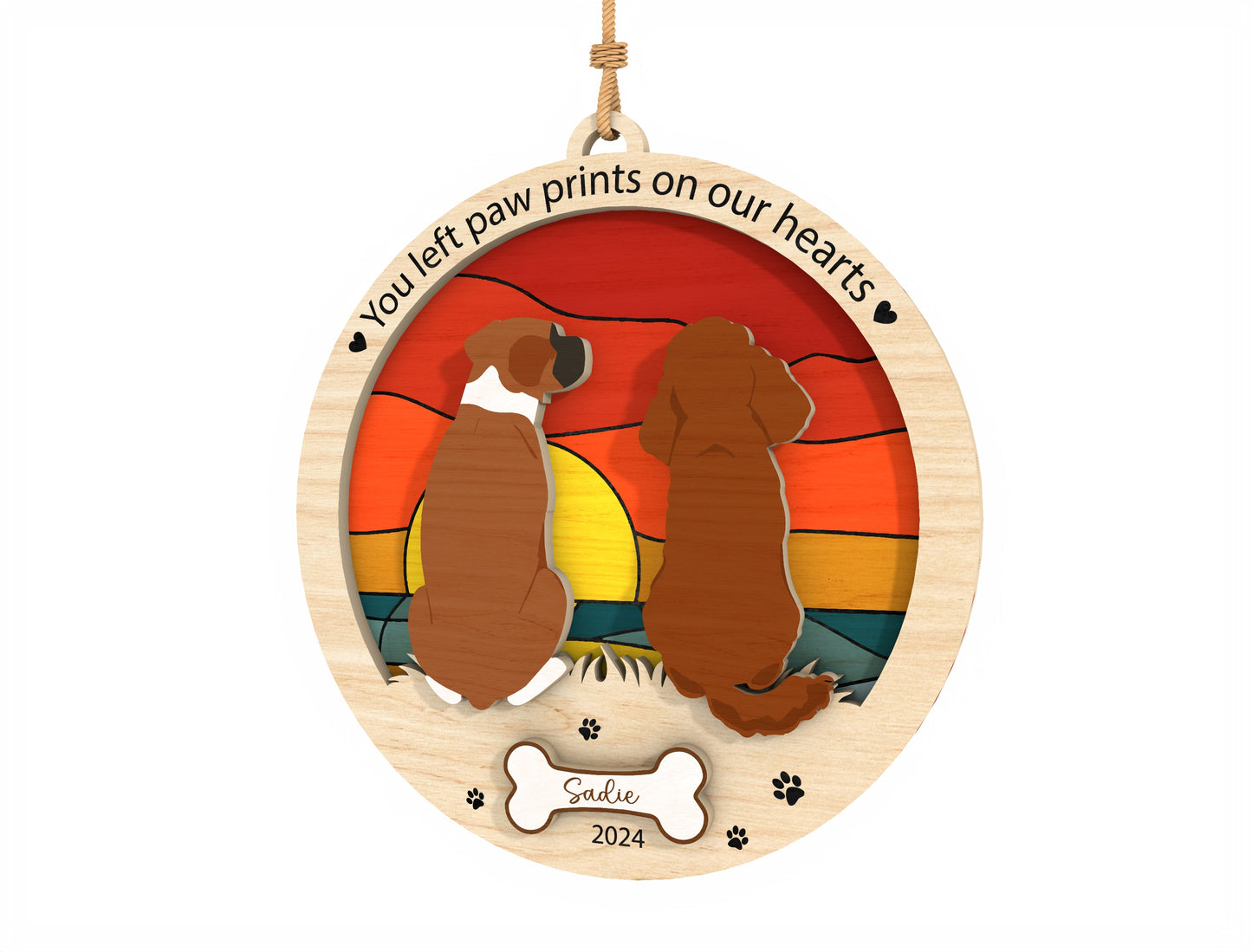 Dog Memorial Ornament SVG Bundle Pet Silhouette Laser Cut File for Glowforge, xTool