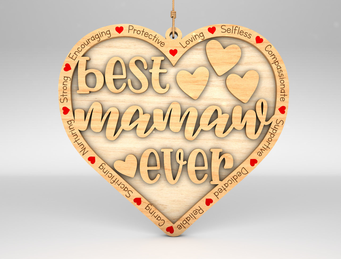 Best Nana Ever Heart Ornament SVG for LightBurn and xTool
