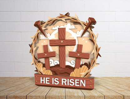 He Is Risen Cross Scene SVG Bundle 3 Designs for Glowforge and xTool