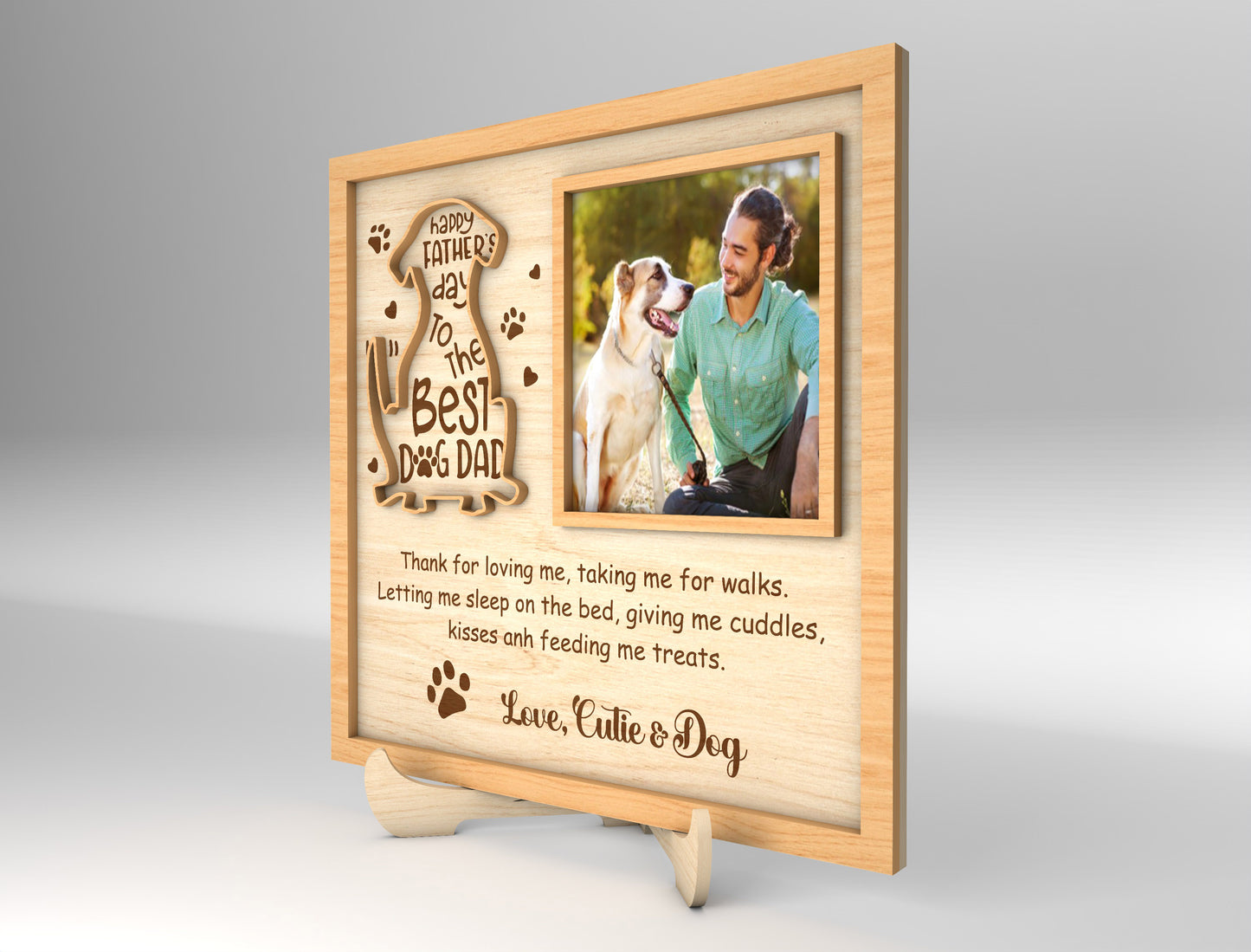 Best Dog Dad Ever Photo Frame SVG Laser Cut File for Glowforge and xTool