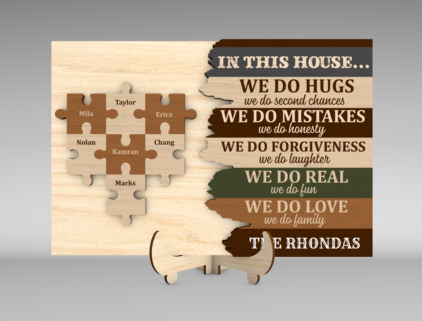 "In This House We Do Hugs" Family Puzzle Sign SVG for xTool