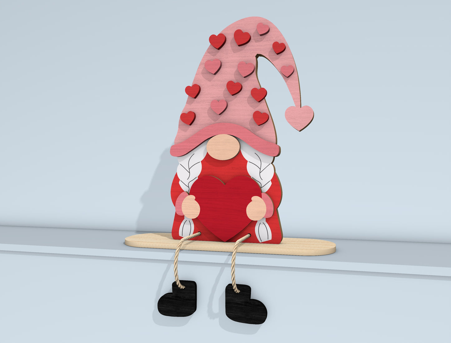 Valentine Gnome Shelf Sitter Laser Cut File | Love Gnome Bundle | Cute Wooden Decor | Glowforge, xTool, LightBurn, etc.