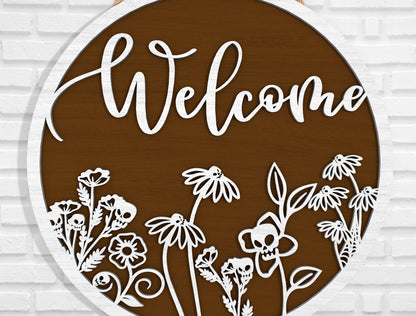 Floral Welcome Sign SVG for Glowforge and xTool Laser Cut File