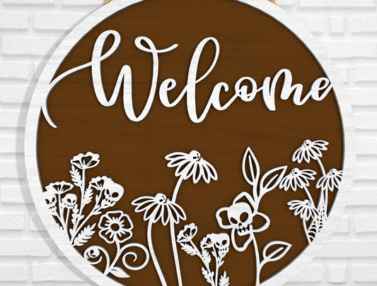 Floral Welcome Sign SVG for Glowforge and xTool Laser Cut File
