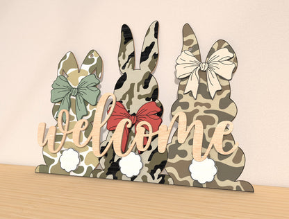 Easter Bunny Welcome Tabletop Sign SVG Spring for Glowforge and xTool