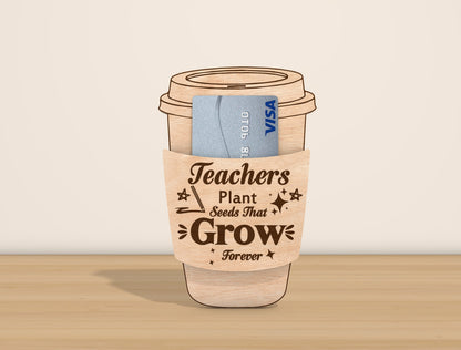 Teacher Coffee Card Holder SVG Bundle Laser Cut File for Glowforge and LightBurn