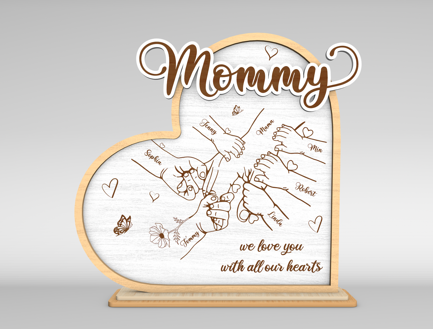 Mother's Day Personalized Family Hands Sign SVG for Glowforge