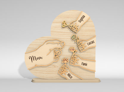 Personalized Family Hands Name Sign SVG for Glowforge and xTool
