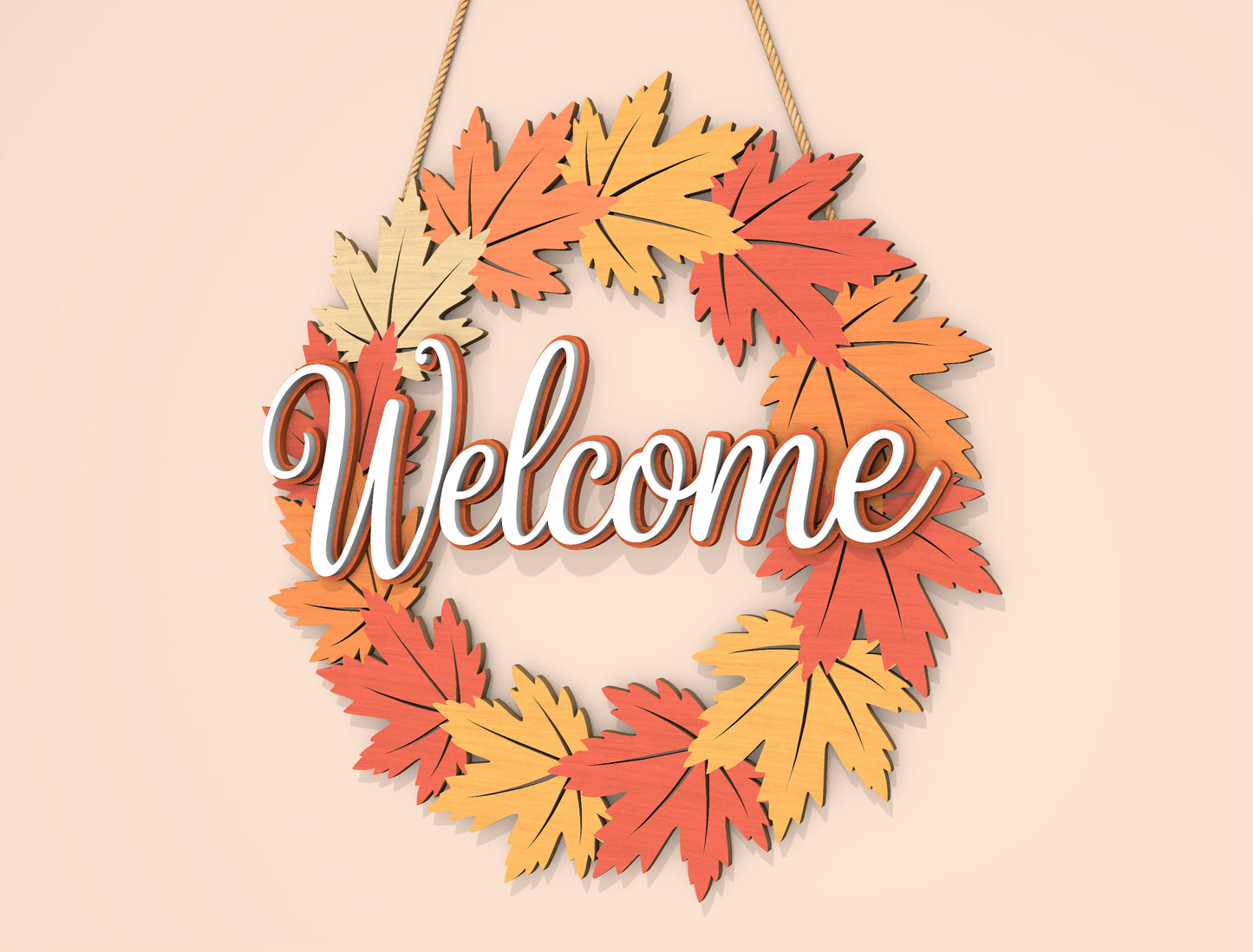 Welcome Fall Wreath SVG Set for Glowforge xTool LightBurn 2 Designs
