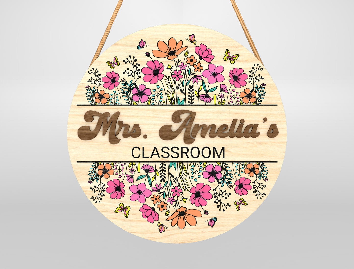Personalized Wildflower Classroom Door Sign Laser Cut File SVG for Glowforge and xTool