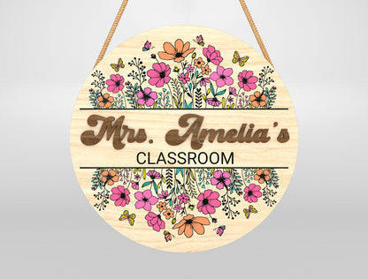 Personalized Wildflower Classroom Door Sign Laser Cut File SVG for Glowforge and xTool