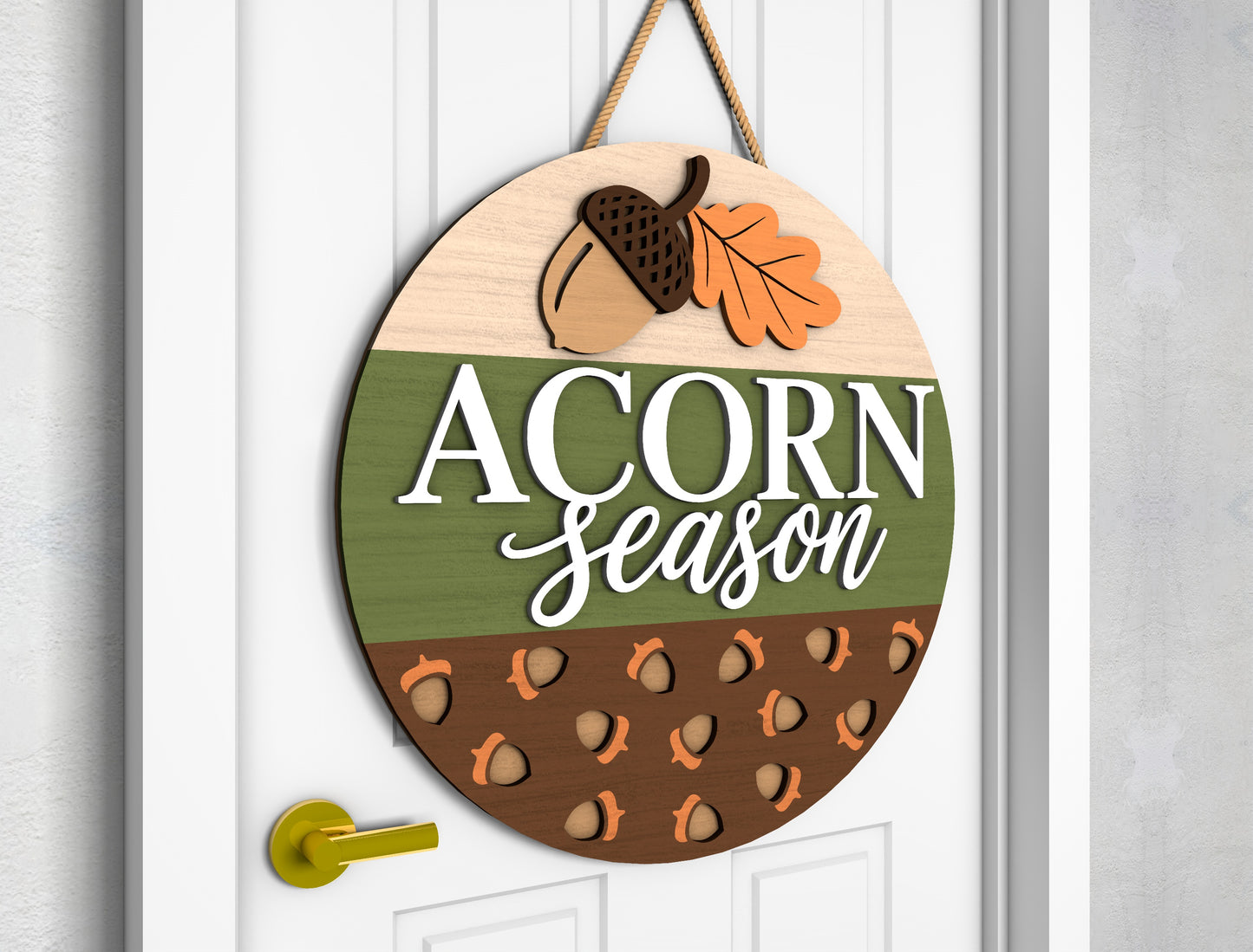 Acorn Season Hello Fall Squirrel Door Hanger SVG Set for Glowforge xTool LightBurn 2 Designs