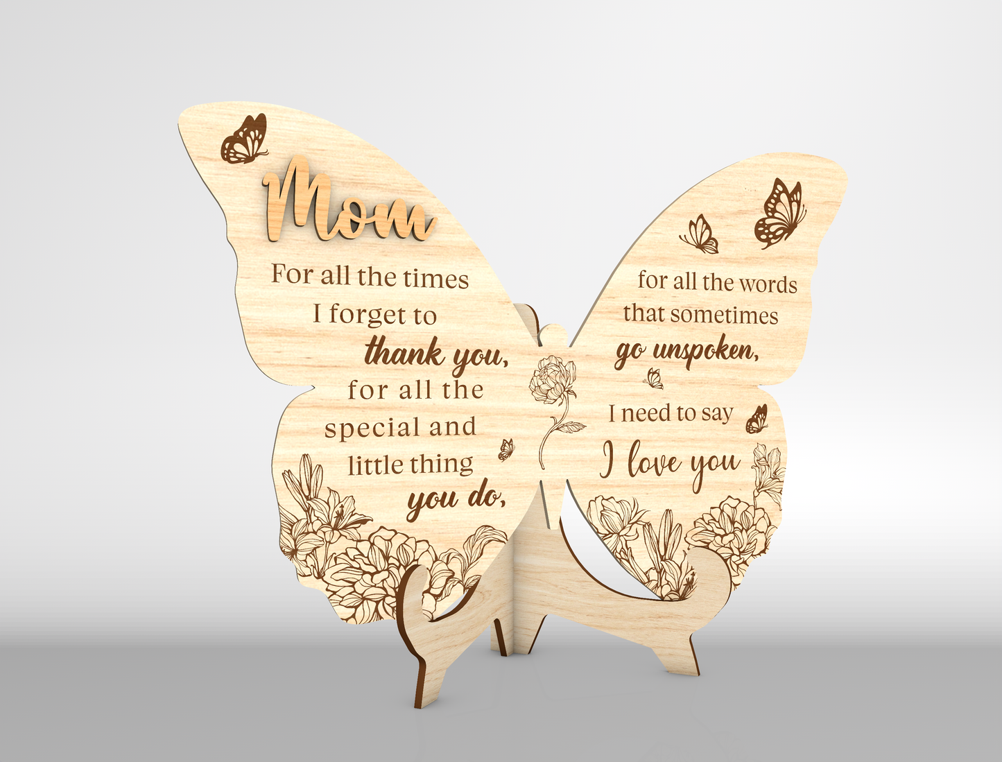 Mom Butterfly Quote Sign SVG Bundle for LightBurn and xTool