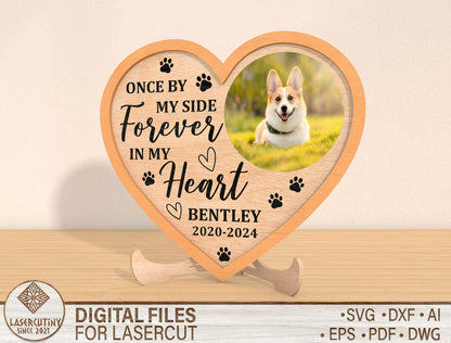 Dog Memorial Heart Photo Sign SVG for LightBurn and Glowforge