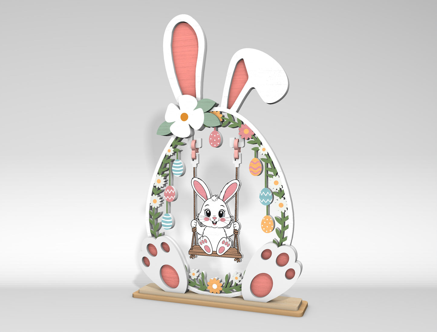 Easter Bunny Swing Set SVG 2 Designs Laser Cut for LightBurn and Glowforge