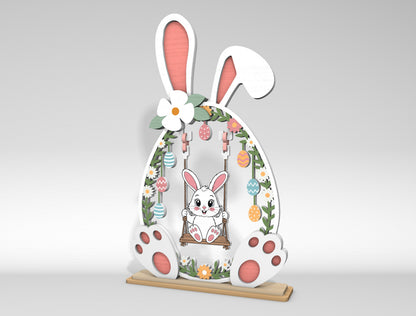 Easter Bunny Swing Set SVG 2 Designs Laser Cut for LightBurn and Glowforge