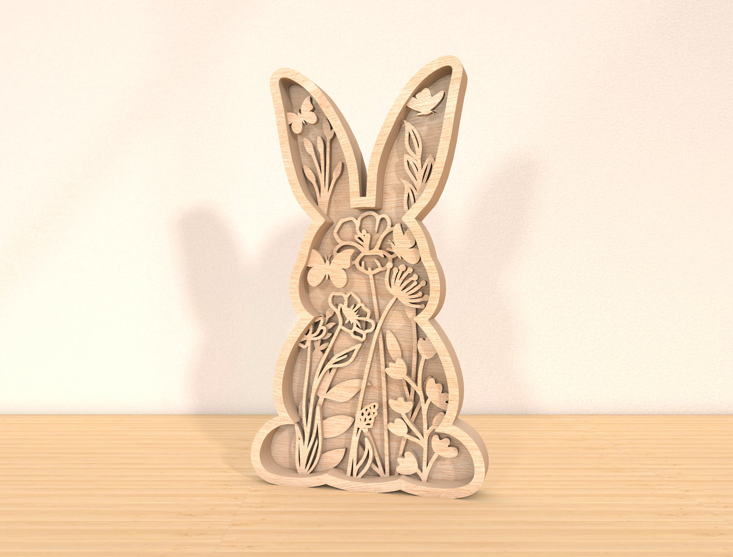 Multilayer Bunny Floral SVG Bundle 6 Layer Rabbit Nature for Glowforge