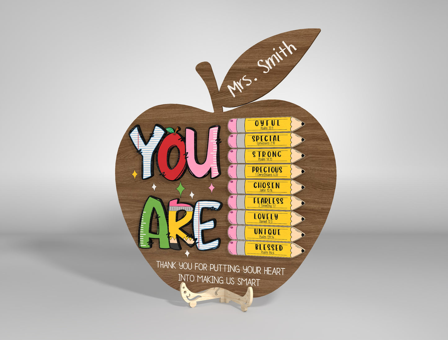 Teacher Appreciation Apple Standing Sign Laser Cut File SVG for LightBurn and Glowforge