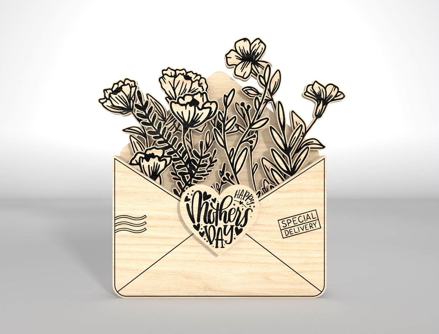 Botanical Floral Gift Card Holder SVG Envelope for LightBurn and xTool