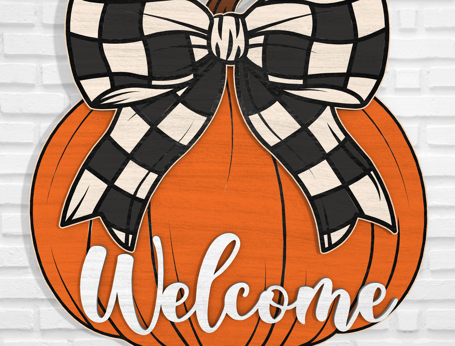 Welcome Pumpkin Bow Door Hanger SVG Bundle for Glowforge xTool LightBurn 3 Designs