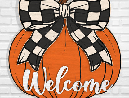 Welcome Pumpkin Bow Door Hanger SVG Bundle for Glowforge xTool LightBurn 3 Designs